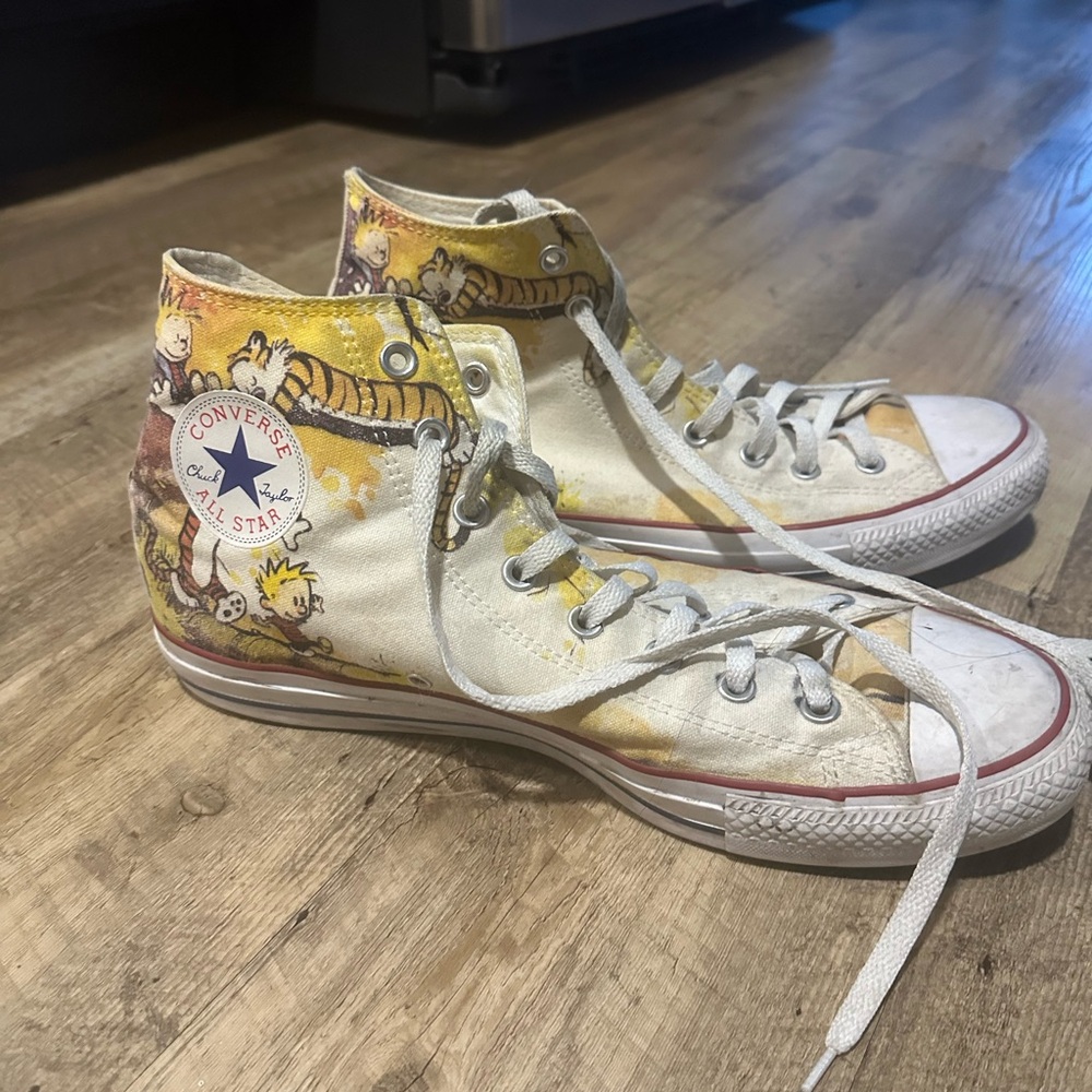 Converse All Star High-Top Sneakers with Calvin and Hobbes Design
